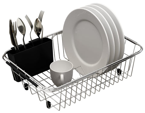 TESOT in-sink drainer with dividers, keeps utensils organized.