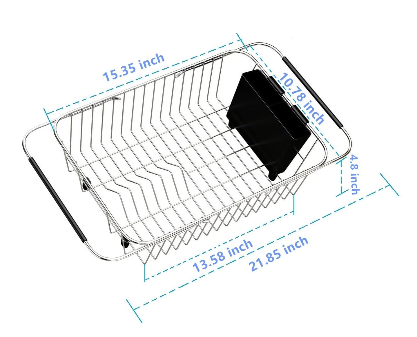 TESOT over-sink rack with extended arms, secure overhang for placement.