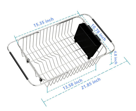 TESOT over-sink rack with extended arms, secure overhang for placement.
