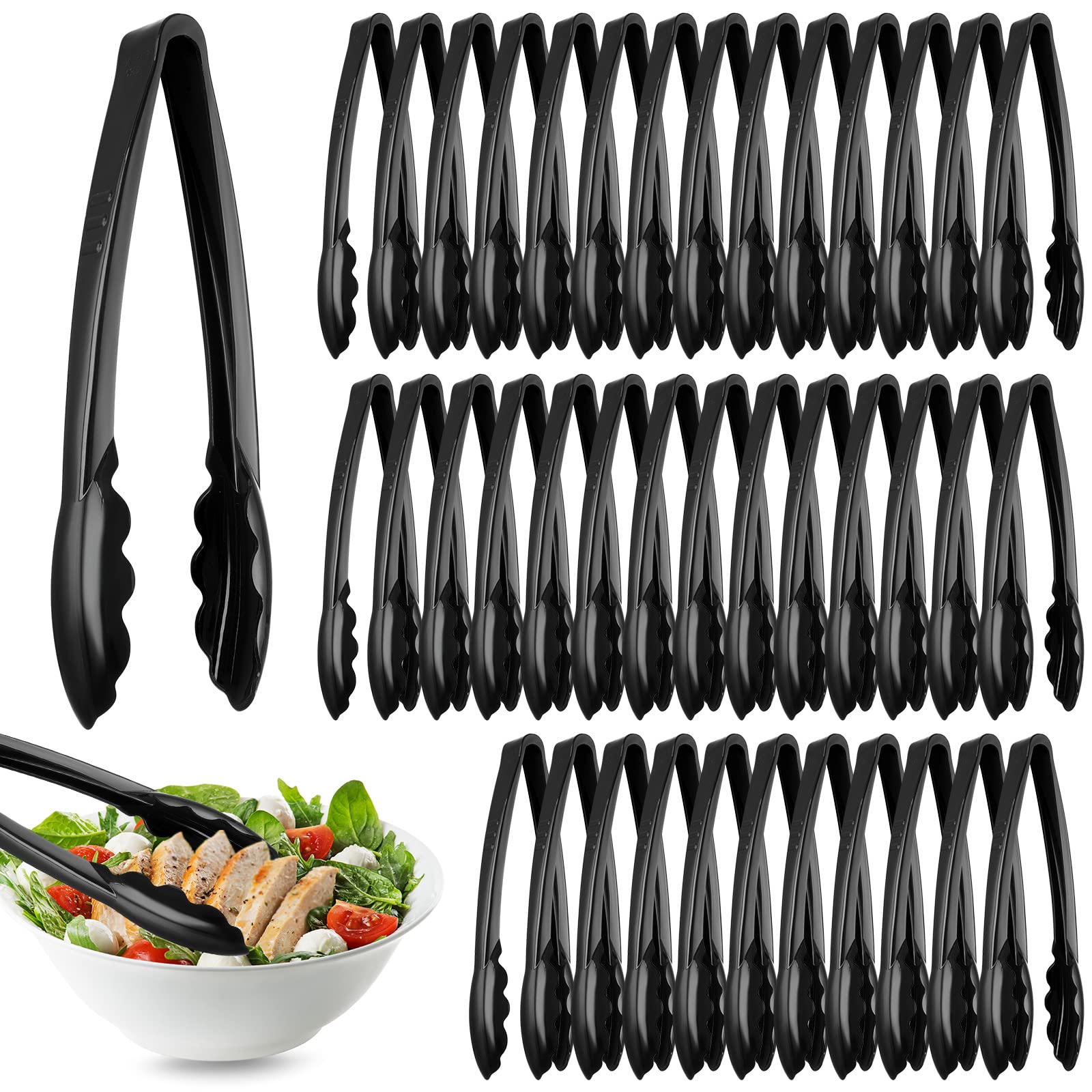 Tessco 50-pcs plastic tongs for bulk serving, ideal for events and daily use.
