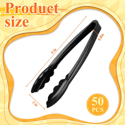 Tessco 9-inch plastic serving tongs provide a sturdy grip for salads and breads.
