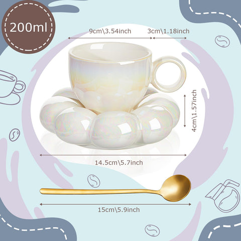 Tessco coffee cloud mug pearl white with saucer, elegant tea moments.