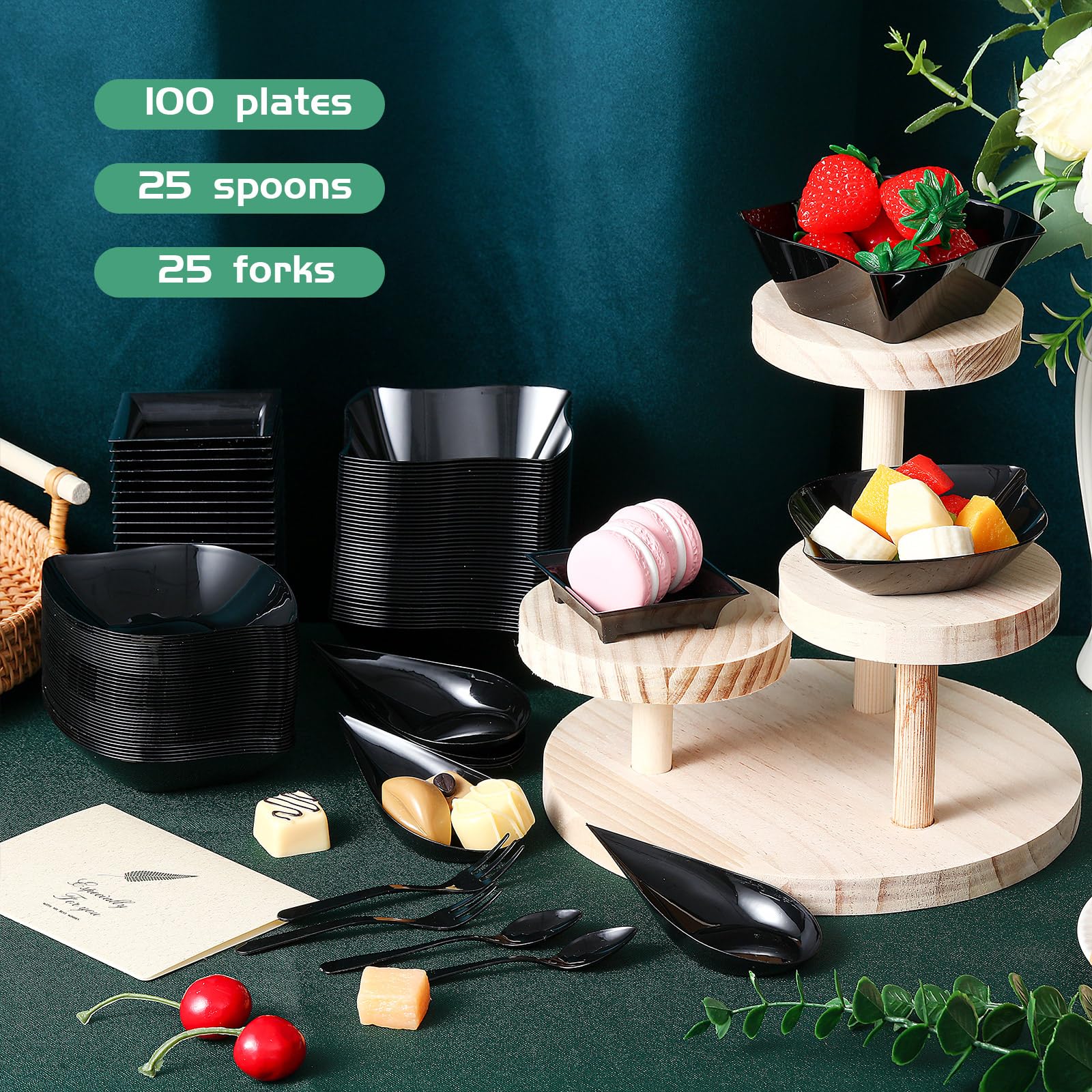 Tessco for you appetizer forks in black, sturdy and safe for guests