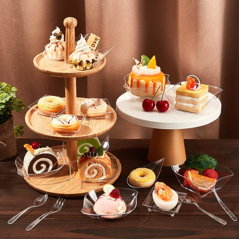 Tessco for you clear dessert plates style B showcase desserts with cocktail bites