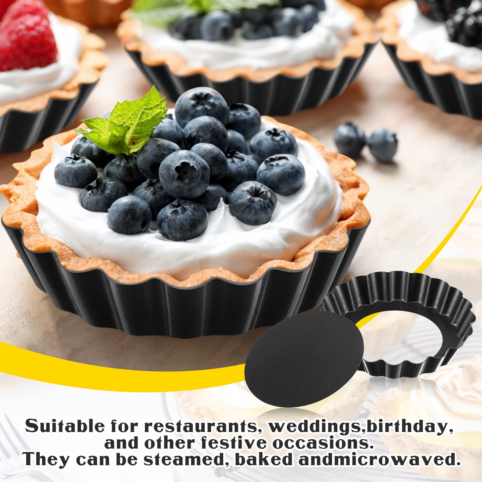 Tessco for you easy release removable-bottom pastry pans for desserts.