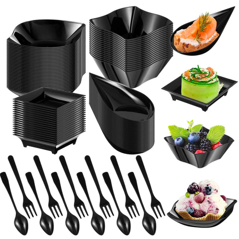 Tessco for you mini appetizer plates, black style A, enhances party plating