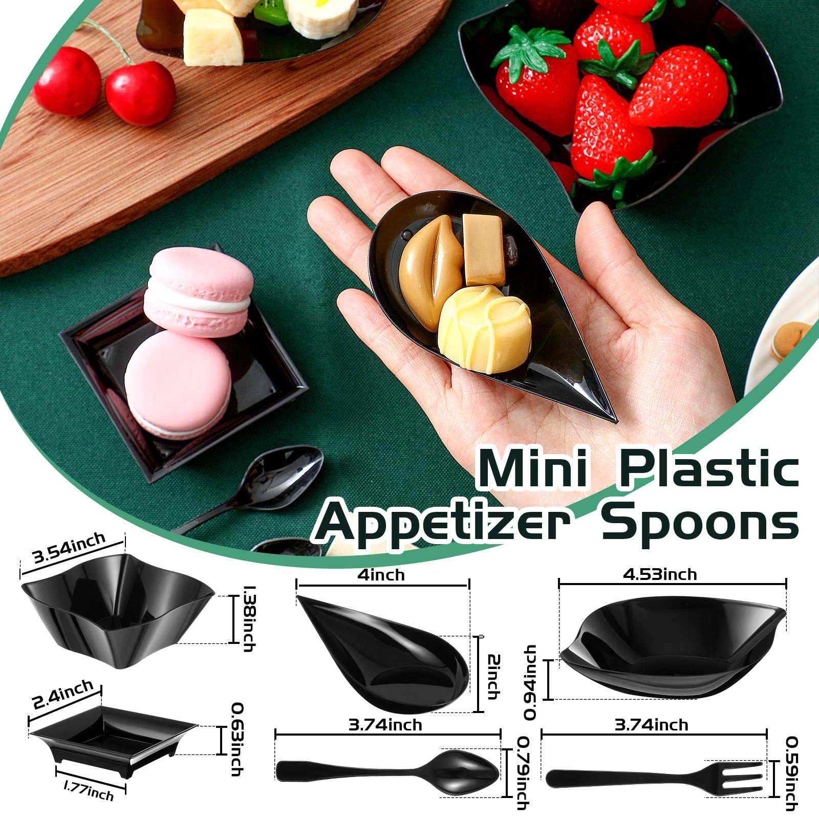 Tessco for you mini appetizer plates, black style B, sleek display for desserts