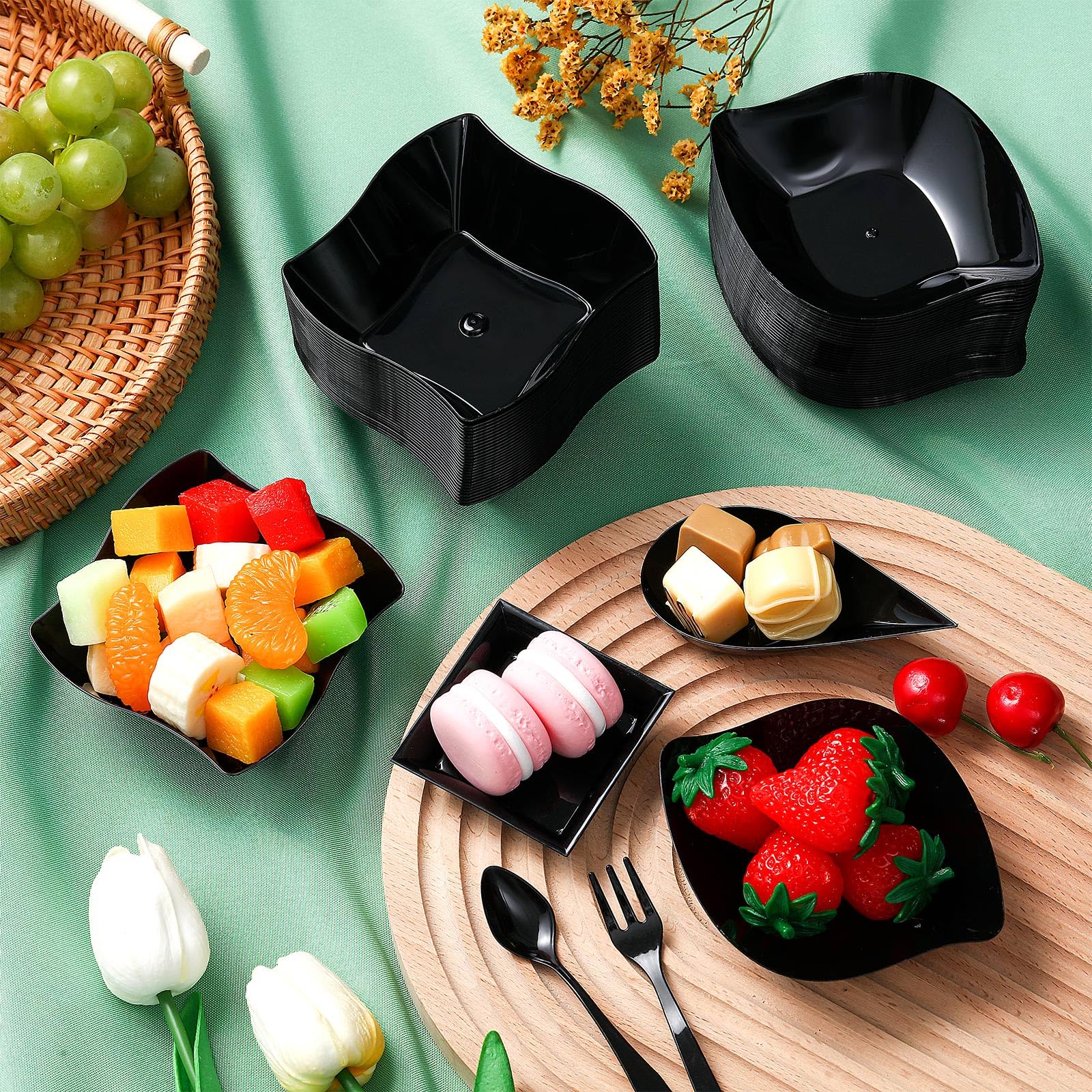 Tessco for you mini appetizer plates, black style C, versatile serving option