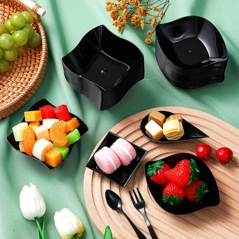 Tessco for you mini appetizer plates, black style C, versatile serving option