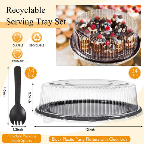 Tessco for you round black platter ideal for elegant fruit and sandwich displays.