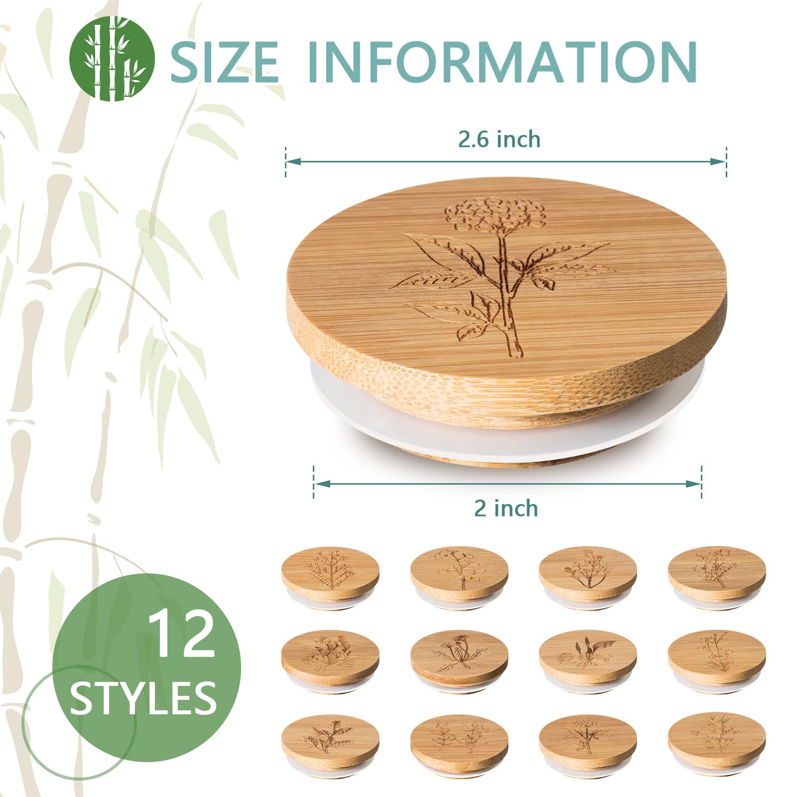 Tessco for you bamboo lid with herb pattern adds natural charm and reuse