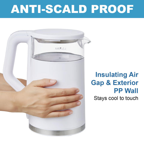 Tesslux electric kettle auto shut-off safety feature prevents overheating.