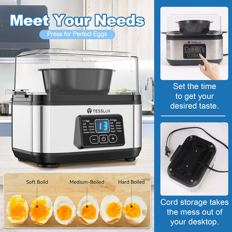 Tesslux egg cooker poached eggs ready for a quick breakfast