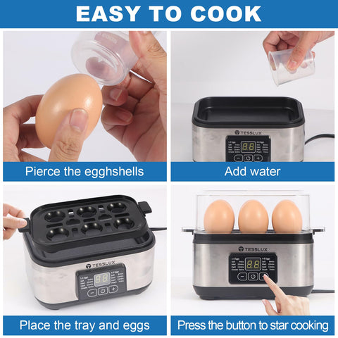 Tesslux egg cooker fluffy scrambled eggs prepared in minutes