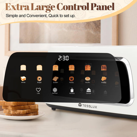 Tesslux toaster with 1.5-inch wide slots fits thick artisanal bread