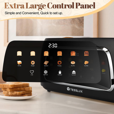 Tesslux toaster wide slots for artisan bread and even browning
