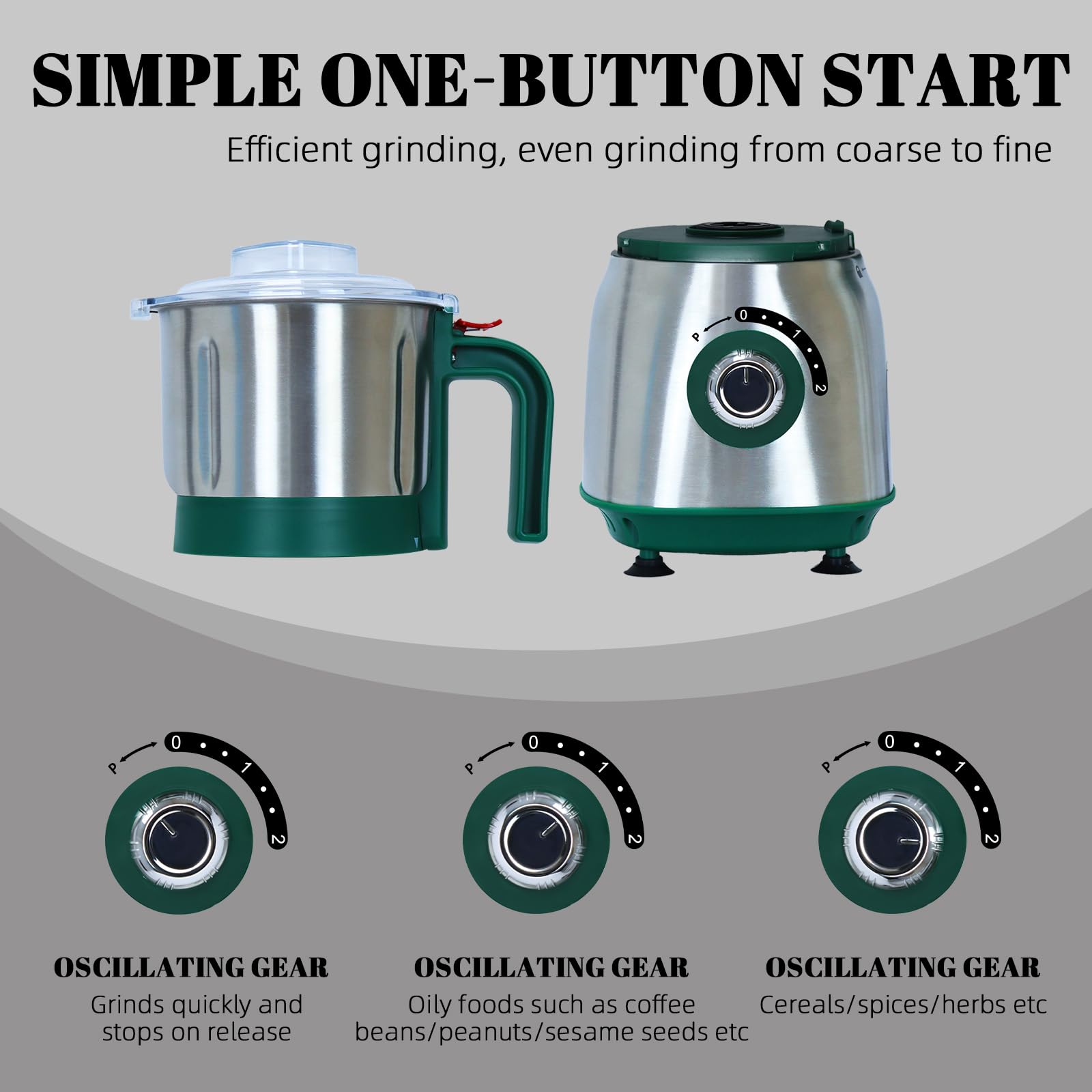 Tewpoy 600ml bowl highlights large batch grinding capability.