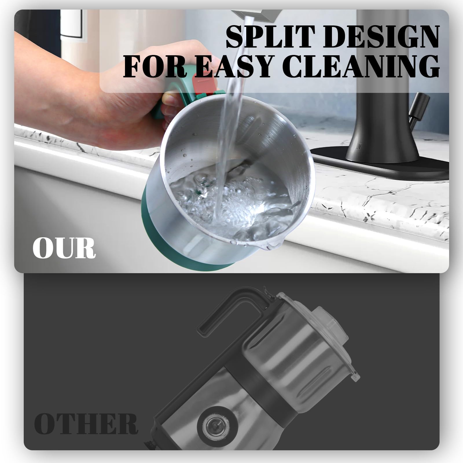 Tewpoy included filter and brush for quick cleanup after grinding.