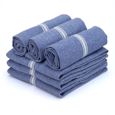 Texas Linen Co blue chambray towels used as decorative napkins for tables.