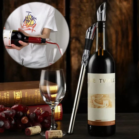 TexasDeluxe Wine Chiller Stick aerator spout pours wine with air interaction