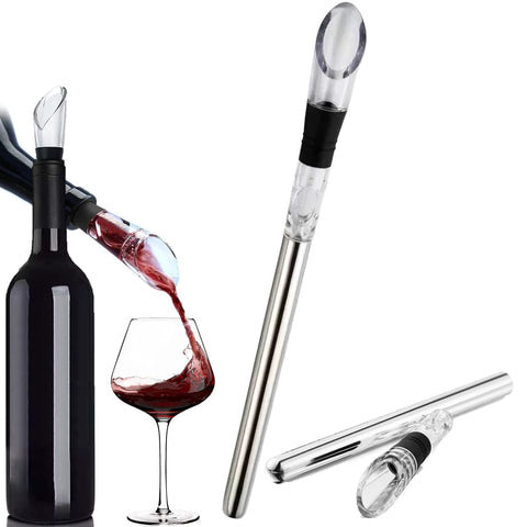 TexasDeluxe Wine Chiller Stick compact design fits in freezer and bottle