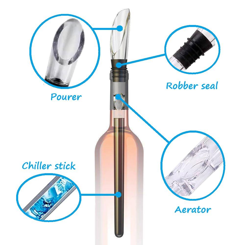 TexasDeluxe Wine Chiller Stick freezer-ready highlights quick, convenient chilling