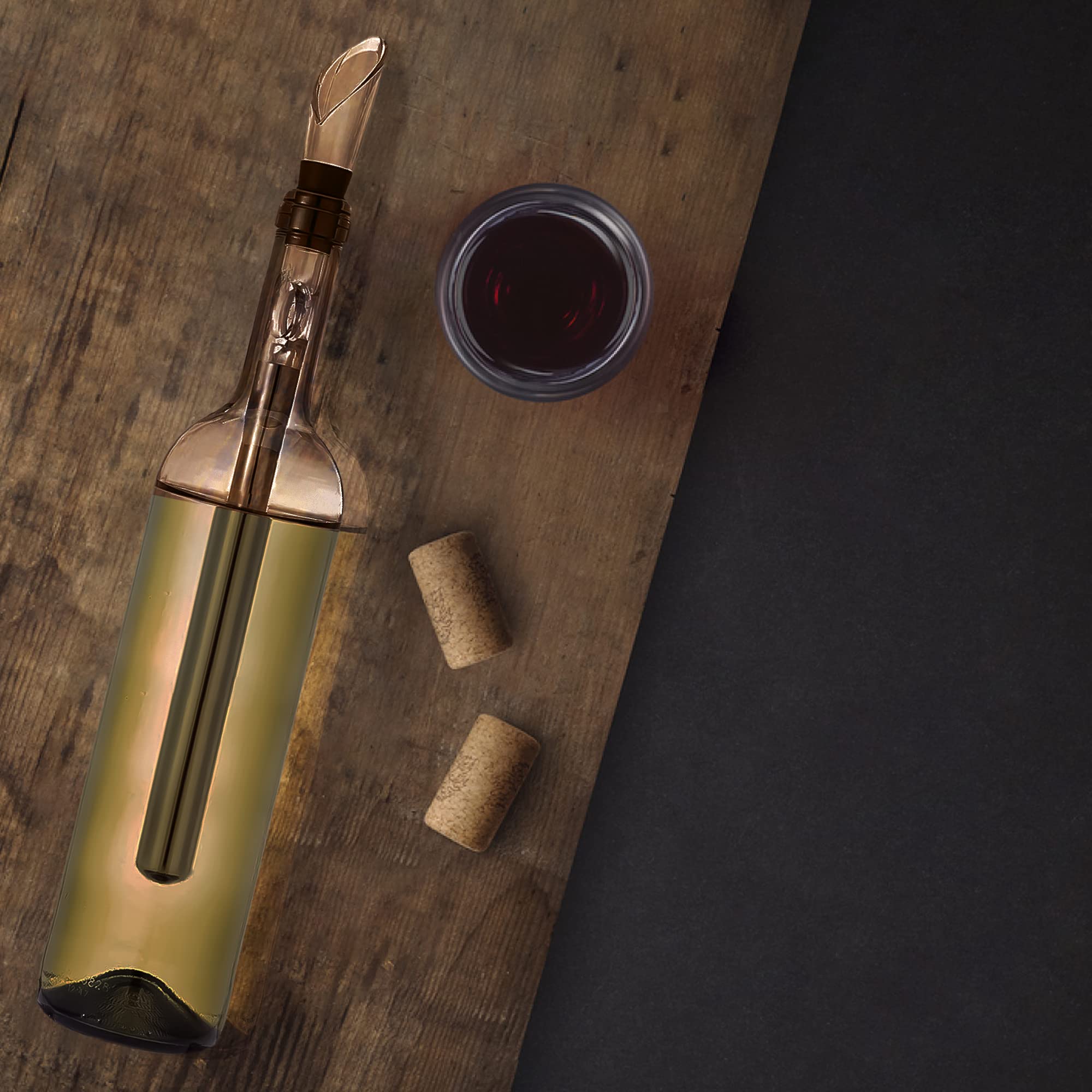 TexasDeluxe Wine Chiller Stick in use chills and pours smoothly