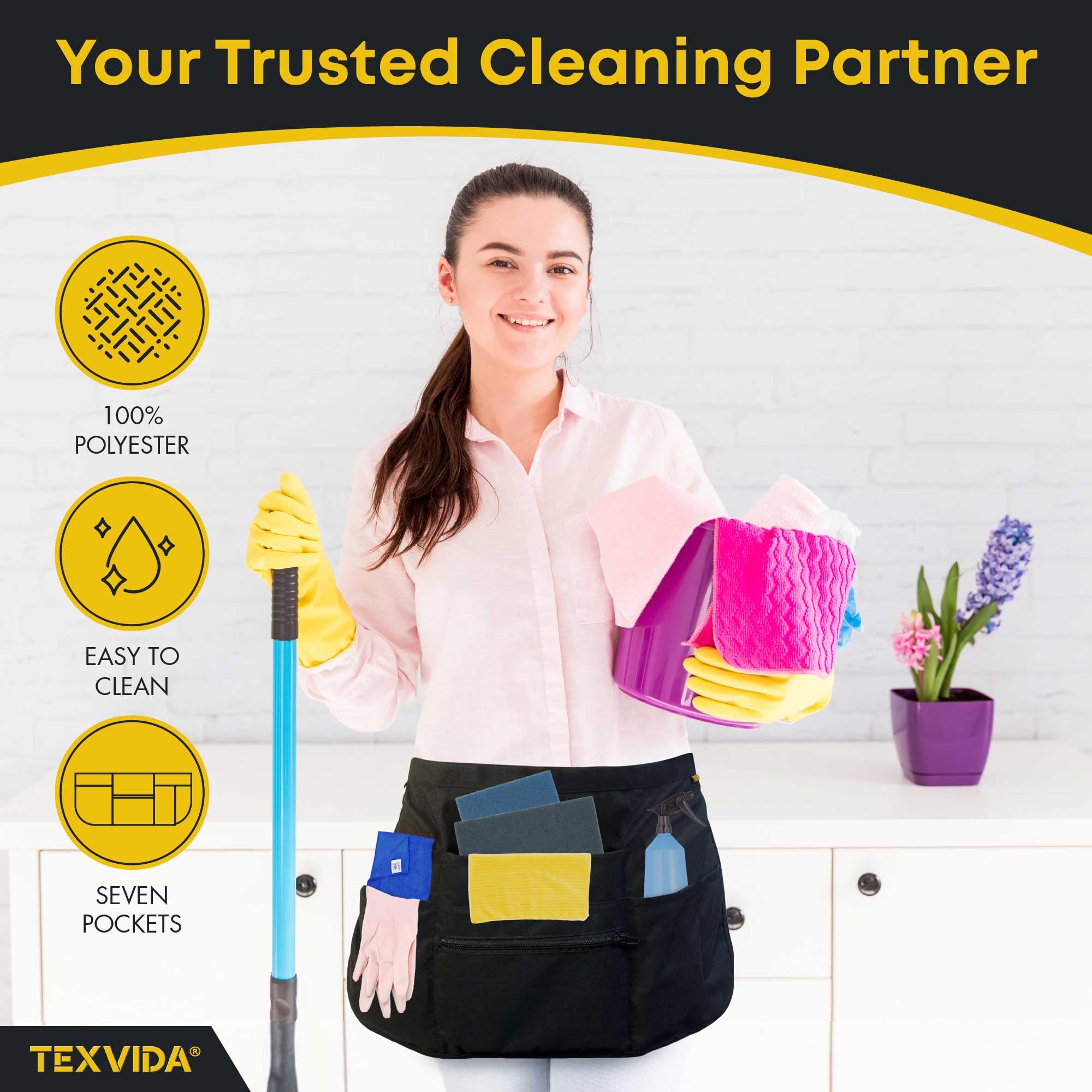 TEXVIDA machine washable apron maintains shape and color after washes.