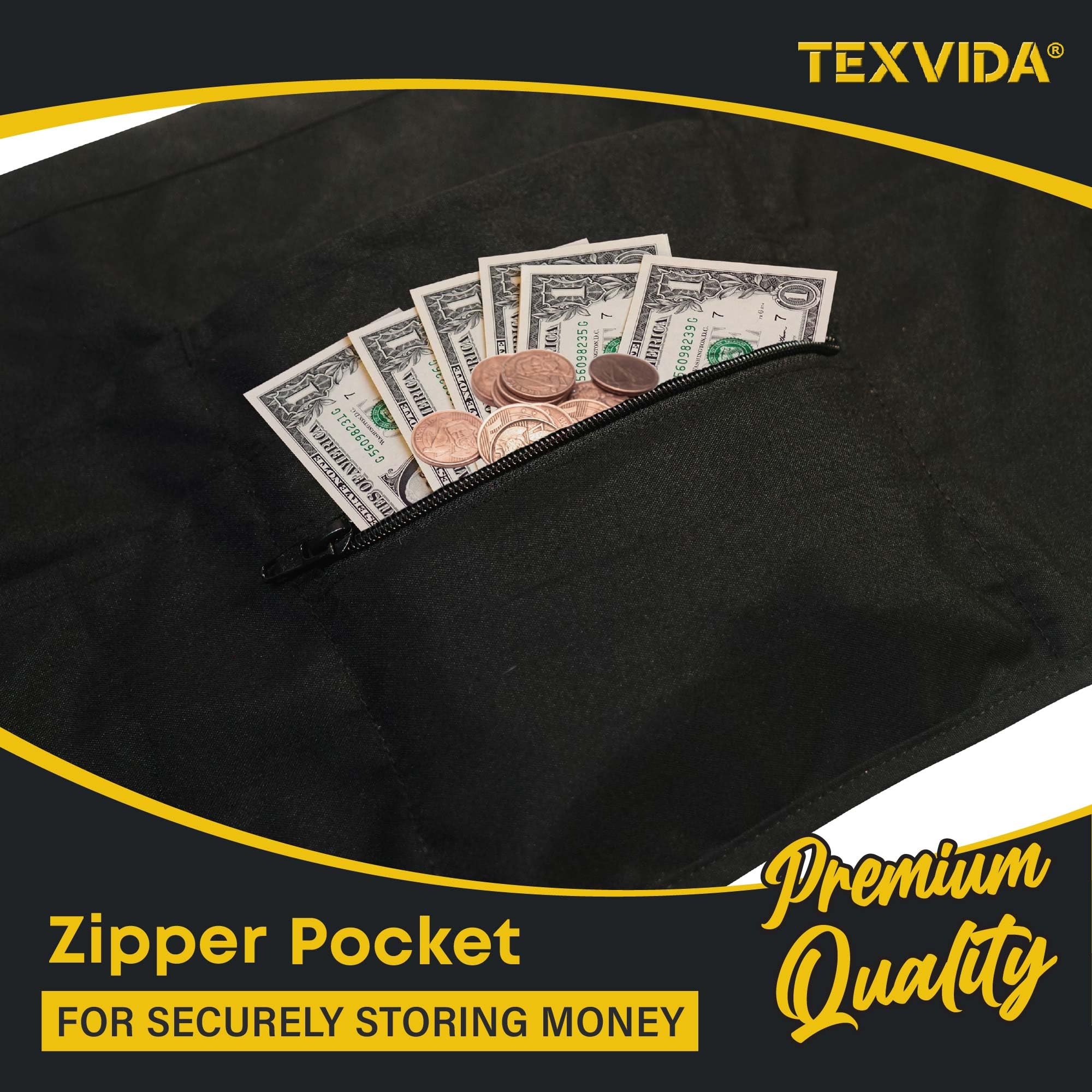 TEXVIDA short half apron offers unisex comfort and freedom of movement.