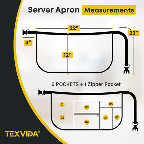 TEXVIDA stain-resistant polyester apron keeps colors vibrant during busy service.
