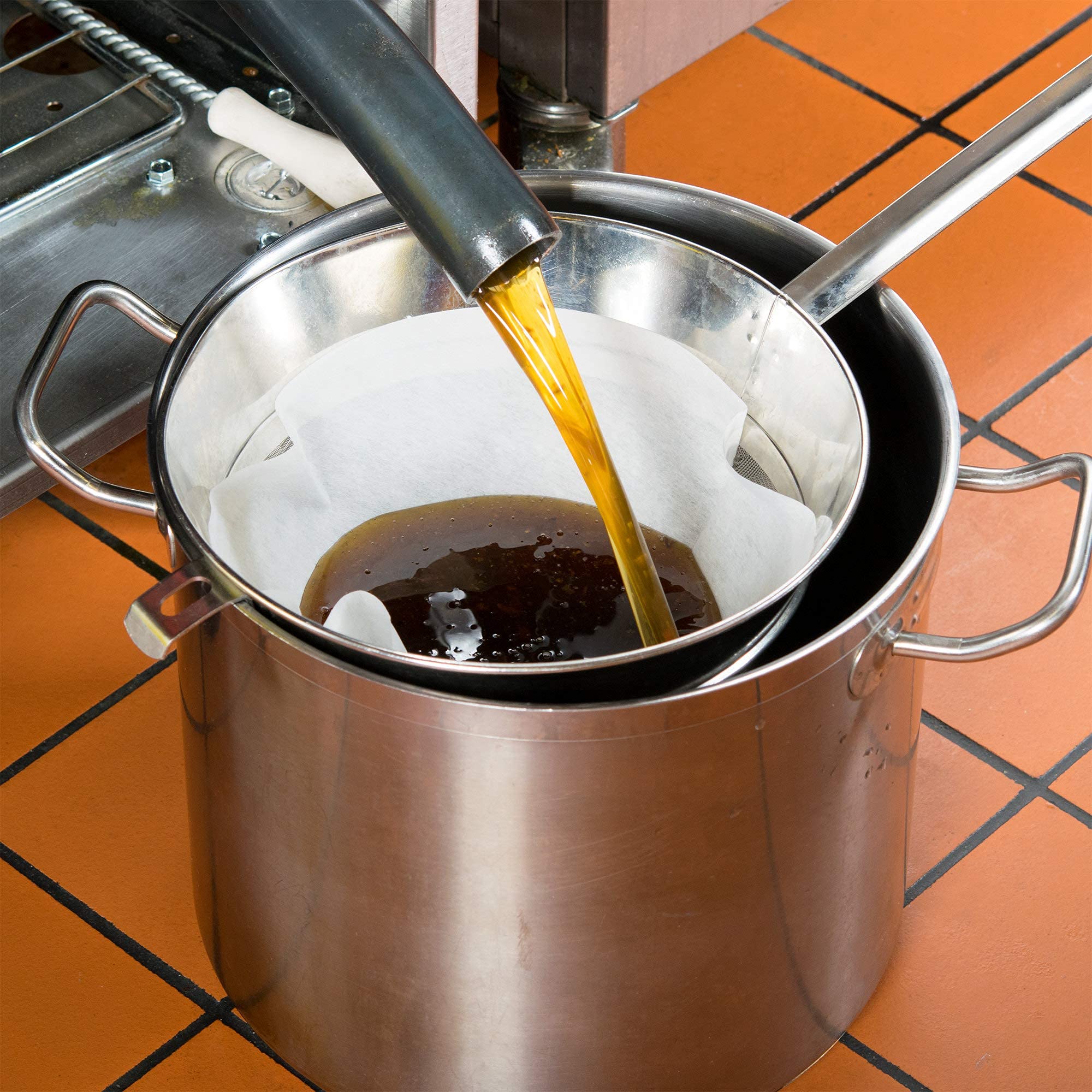 TezPak restaurant-grade cone setup for batch filtration in cafés and hotels