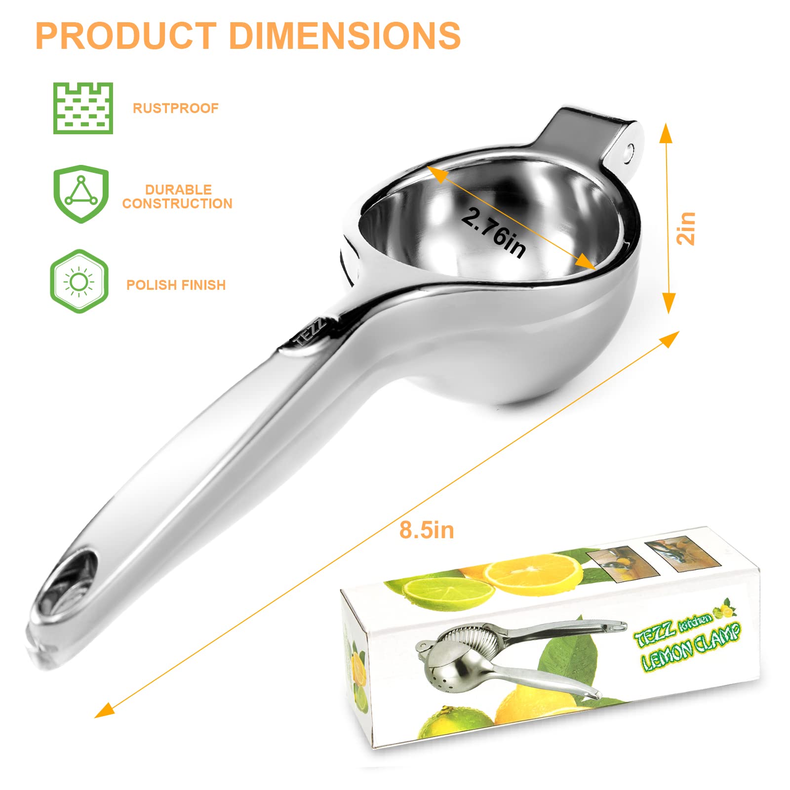 TEZZ Lemon Squeezer ideal for cocktails and fresh drinks