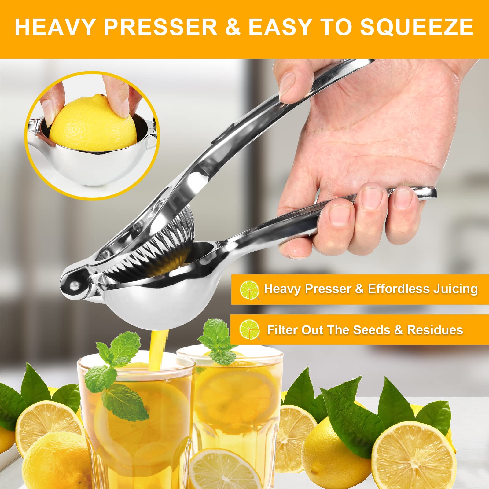 TEZZ Lemon Squeezer long-handle design reduces effort