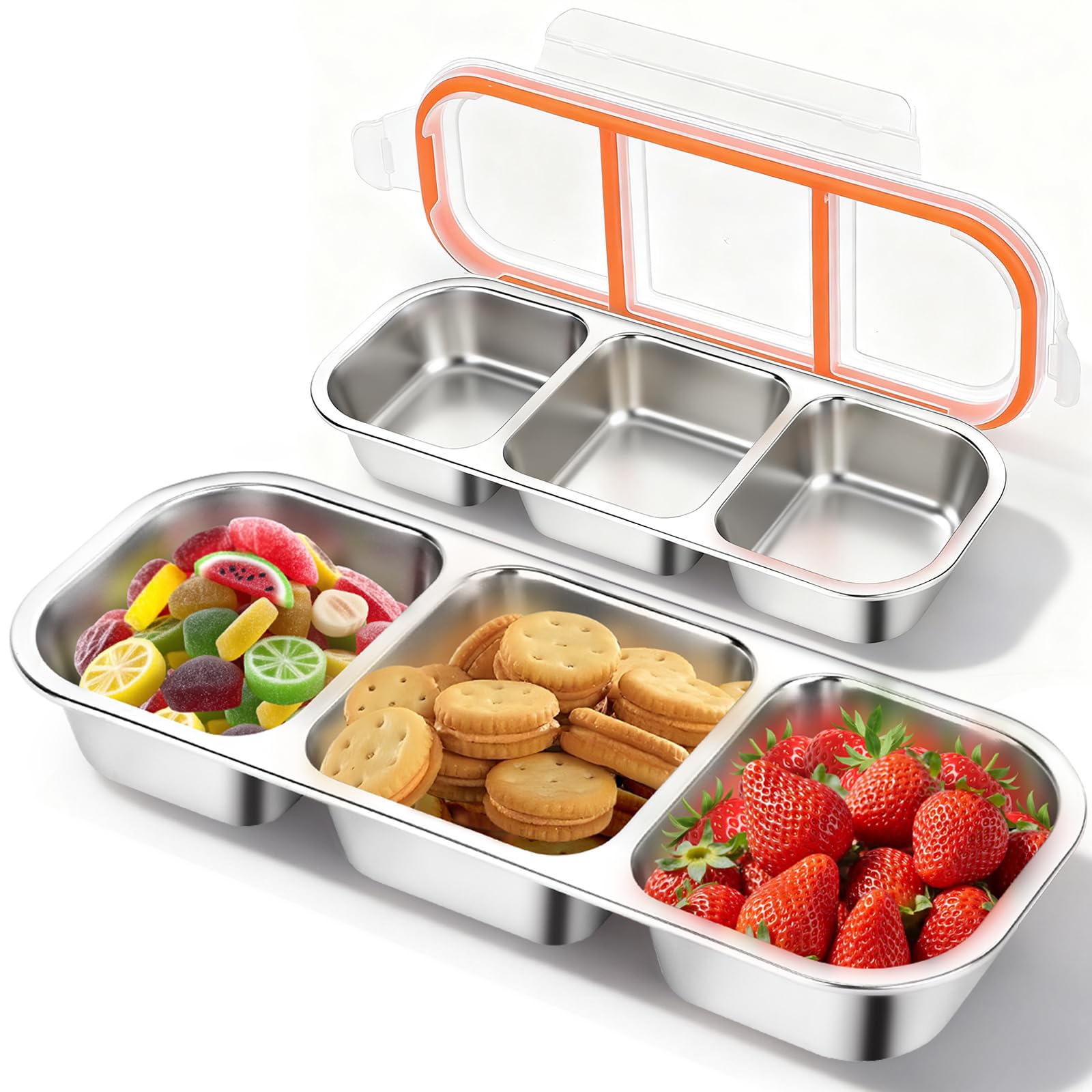 TGFBH 2-pack stainless steel snack containers with lids for eco-friendly lunch prep.