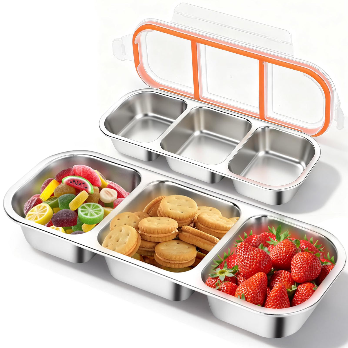 TGFBH 2-pack stainless steel snack containers with lids for eco-friendly lunch prep.