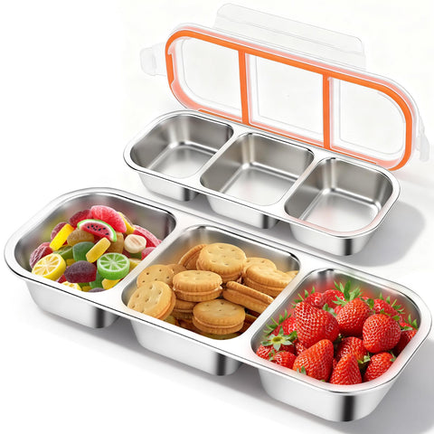 TGFBH 2-pack stainless steel snack containers with lids for eco-friendly lunch prep.