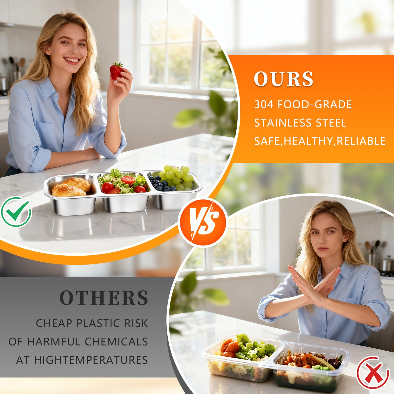 TGFBH 3-compartment leakproof design keeps snacks separated and fresh.