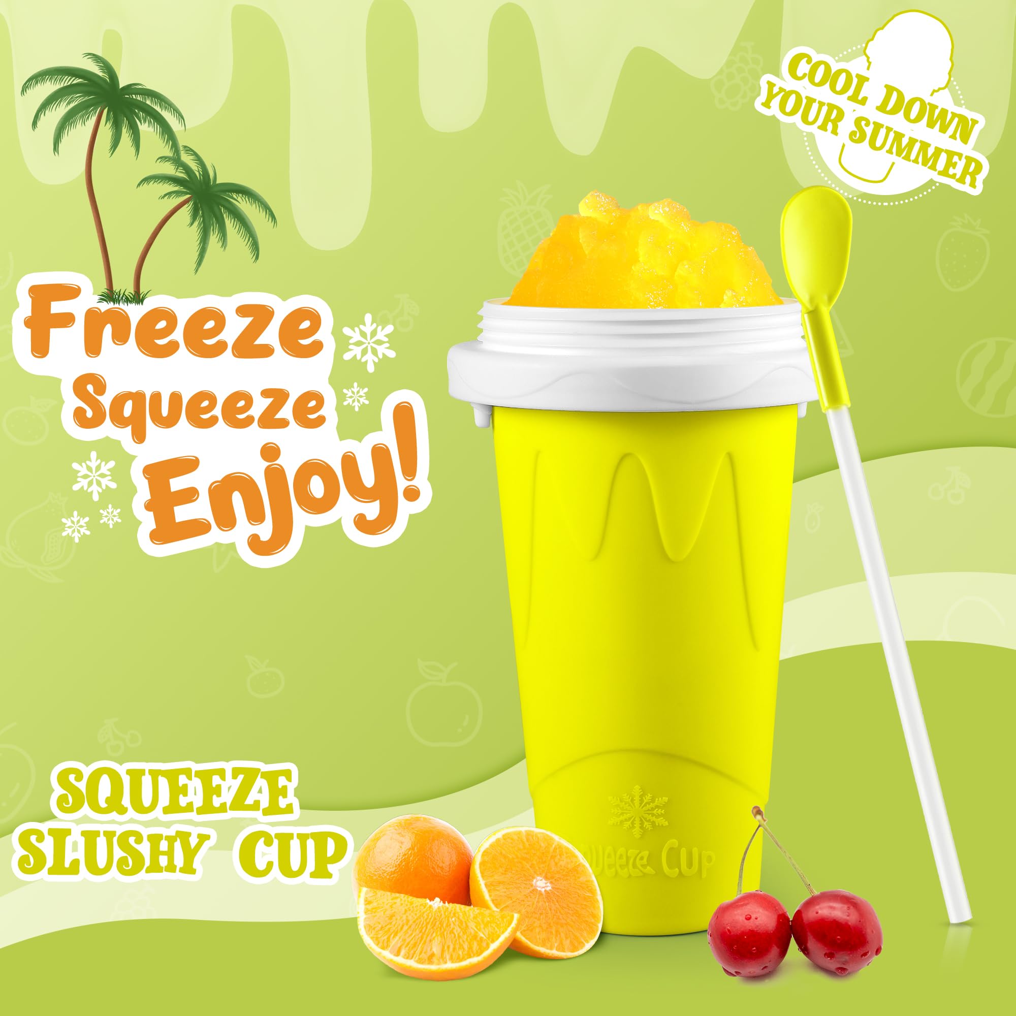 Tgosomt Slushy Cup being filled and squeezed to create slush.