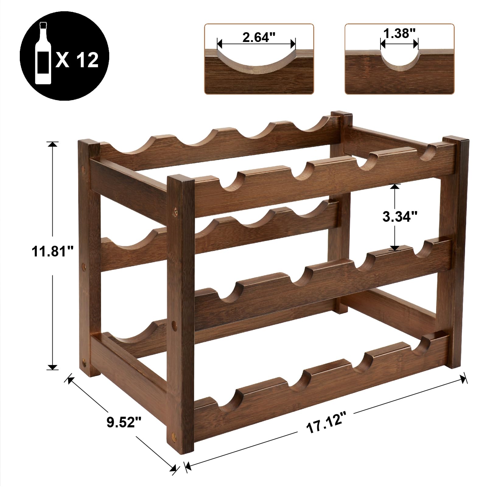 Thalomely open-frame bamboo rack for quick bottle access and visibility.