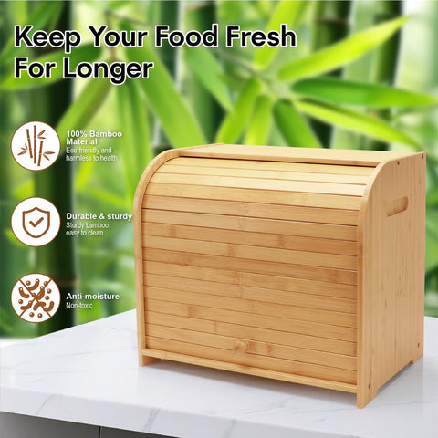 Thalomely bread box front view shows smooth finish and modern kitchen aesthetics