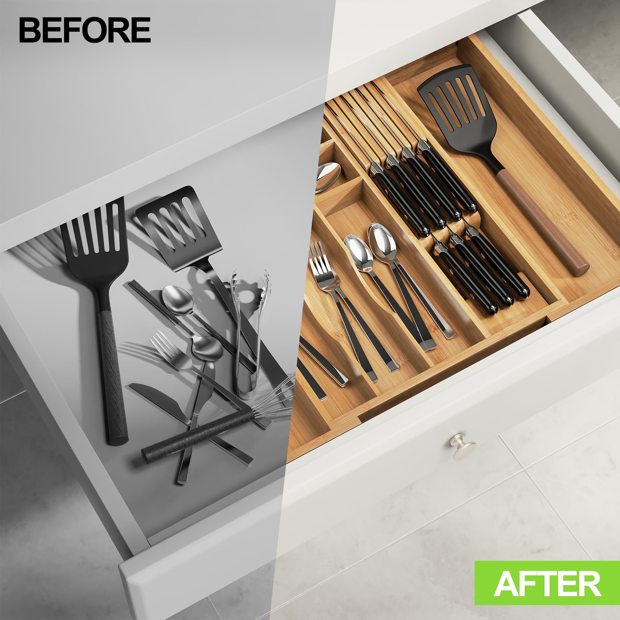 Deep 2.36 inch slots provide extra depth for taller utensils.