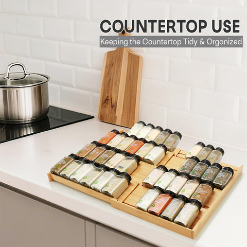 Thalomely natural bamboo finish complements modern kitchen aesthetics and storage.