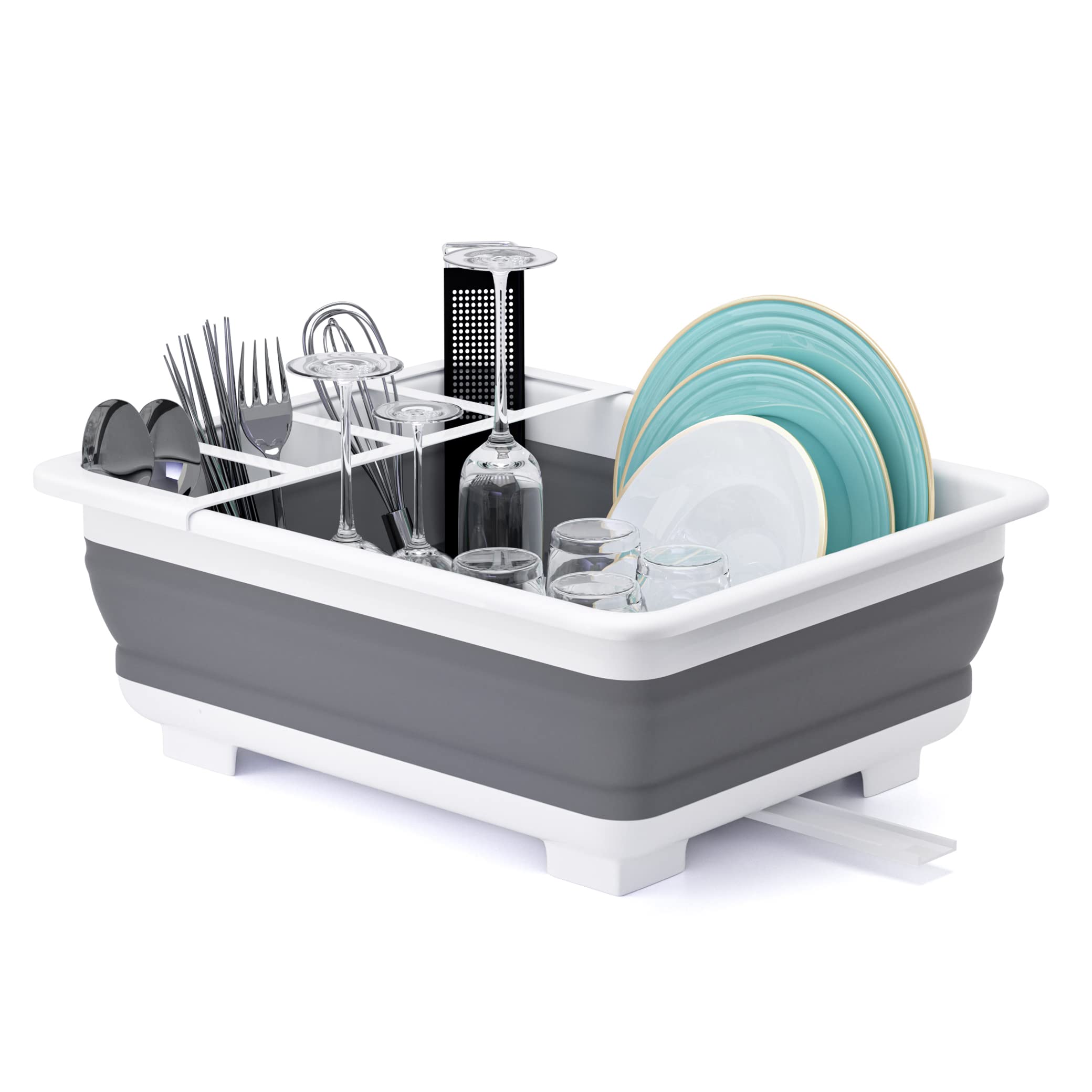Thanstar collapsible dish drying rack opened on counter for quick drying
