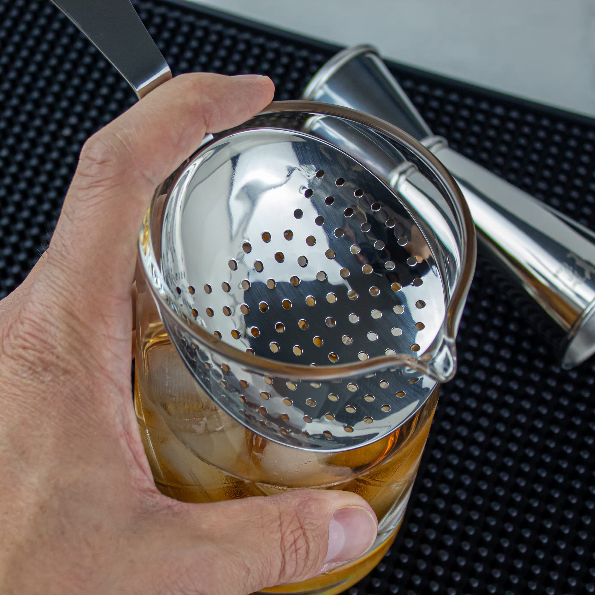 The Art of Craft Julep Strainer compatible with pint glasses for tall drinks