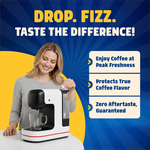 The Big Fizz descaler label highlighting universal compatibility.