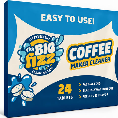 The Big Fizz descaler tablet dissolving limescale for cleaner brews.