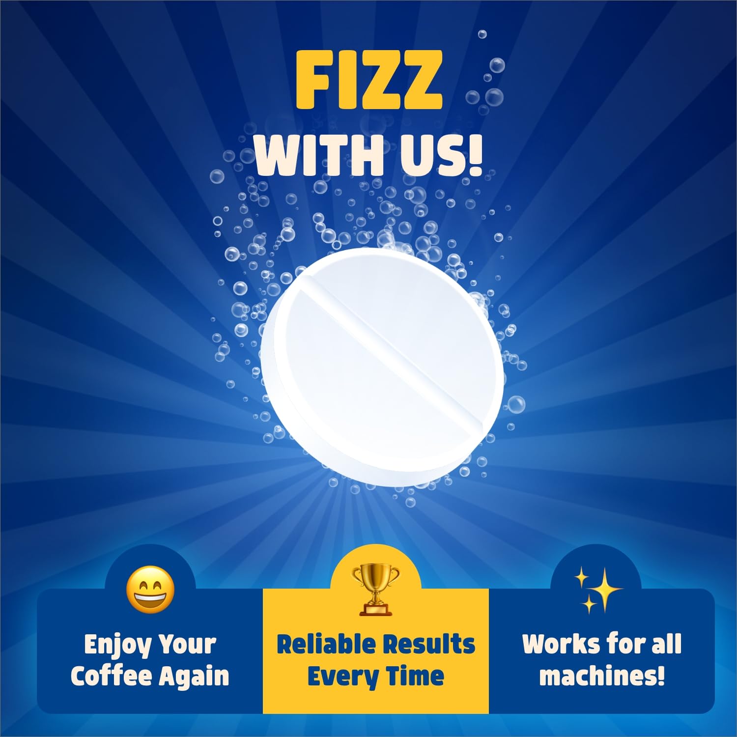 The Big Fizz tablet fizzing away scale to clean coffee paths.