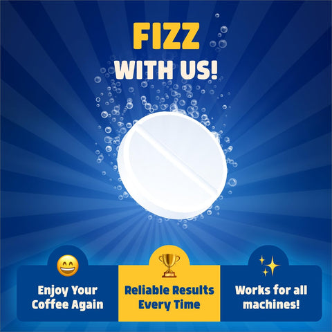 The Big Fizz tablet fizzing away scale to clean coffee paths.