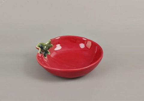 The Bridge Collection ceramic utensil holder in glossy red adds farmhouse charm.