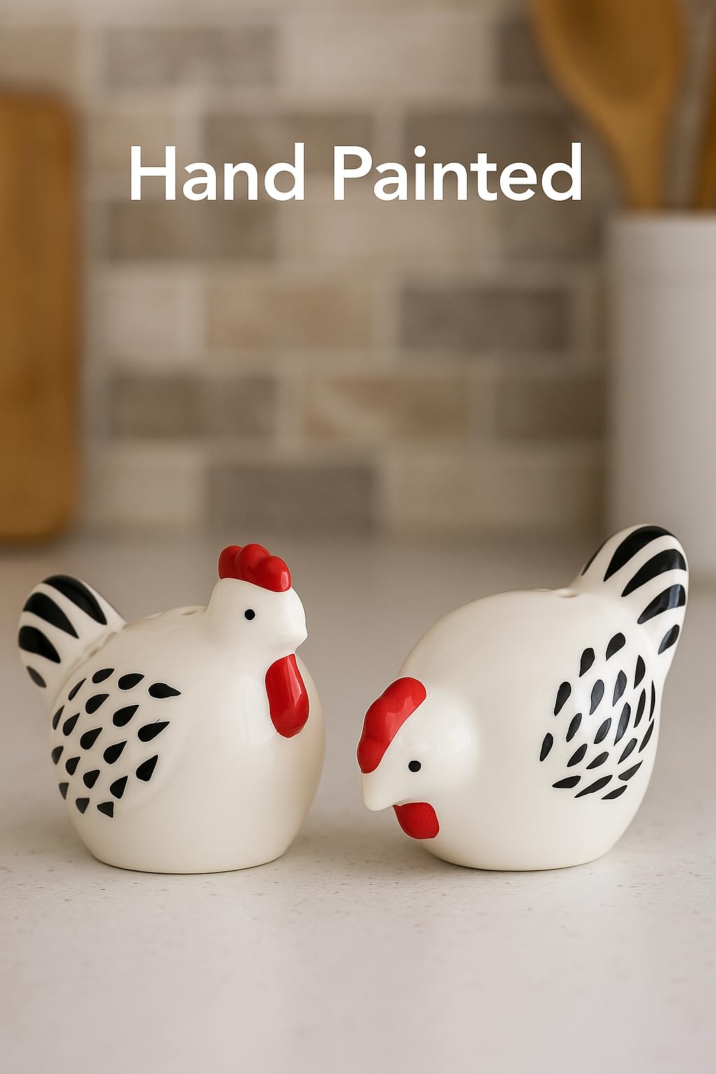 The Bridge Collection chicken design shakers add rustic charm to everyday meals.